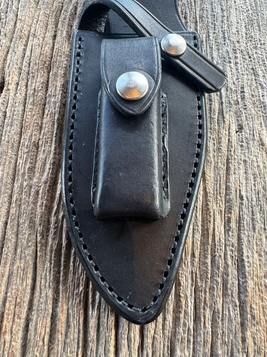 New Randall Sullivans by Gutcher Black Leather Knife Sheath Model 19-5 with Sharpening Stone.