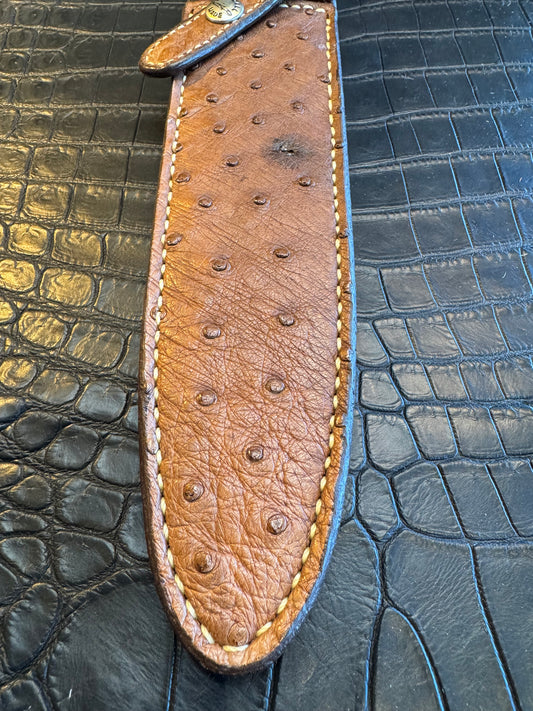 Randall Model 2-7 Exotic Tan Ostrich skin Sheath from Sullivans by Gutcher.
