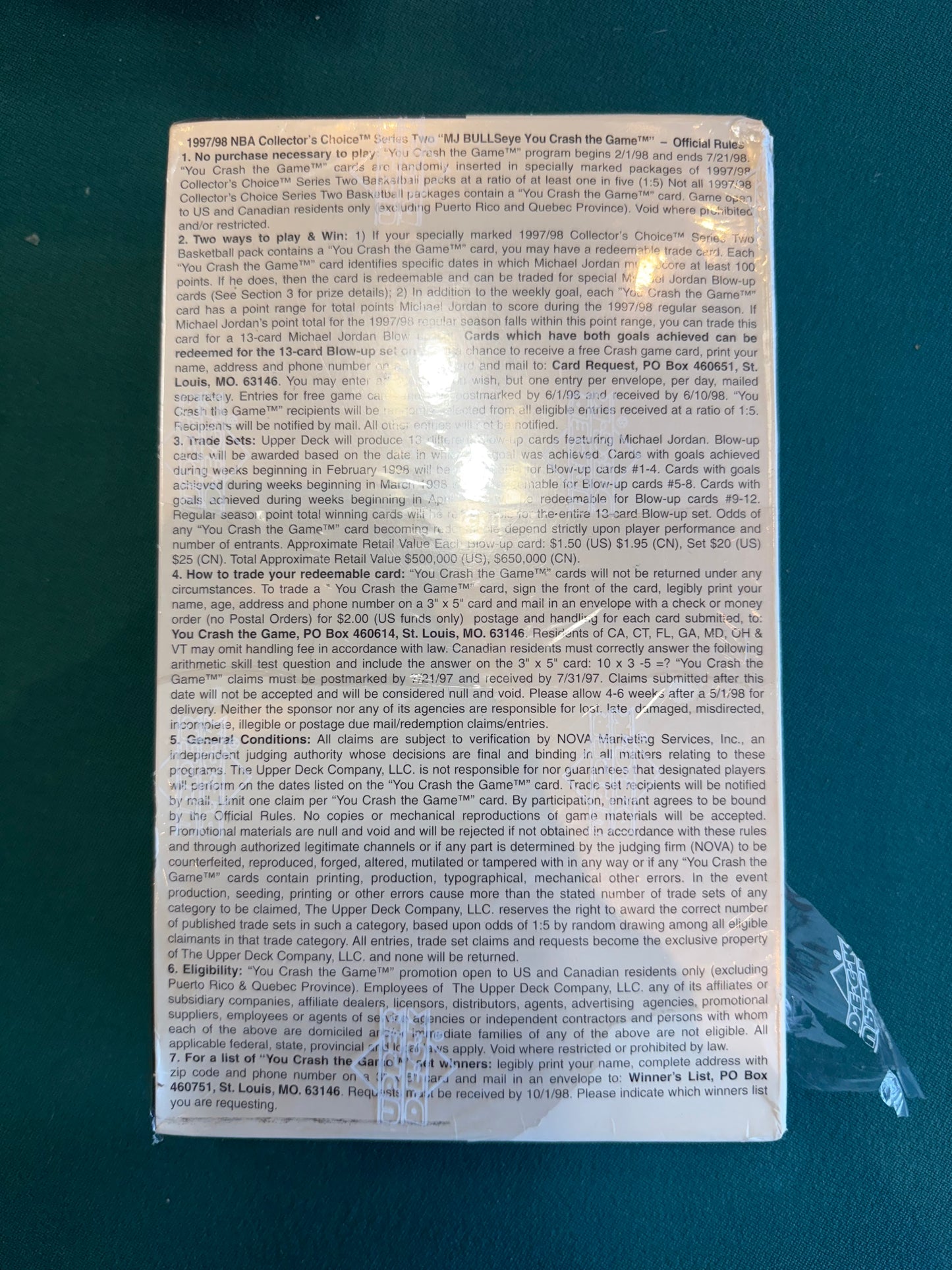 1997-98 Upper Deck NBA Collector's Choice Series Two Hobby Box (SEALED) Jordan