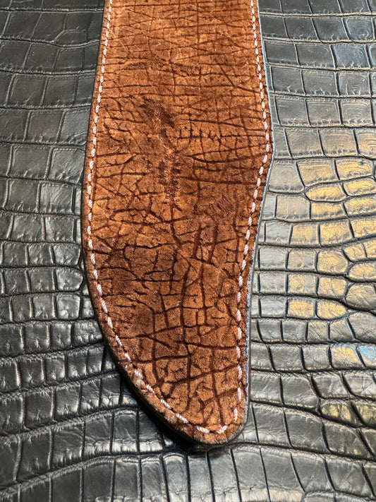 Randall Model 12-9 Bowie Clip Point in Chocolate Hippo, forward curved hilt, Canteen Snap, full brass stamping and stitching.