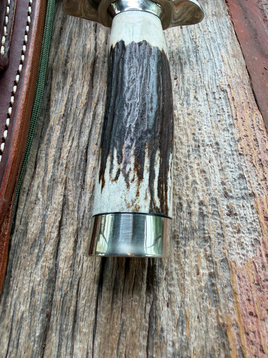 New in Paper Randall Made Knife Model 1-7 Dark Stag , Stainless, Nickel Silver Hilt, Aluminum butt cap. Nickel Silver Collar