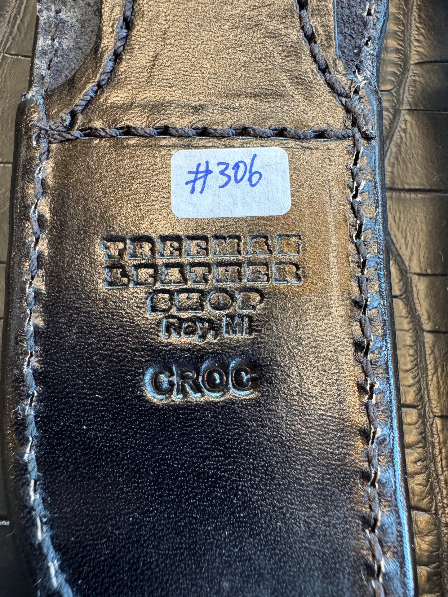 Randall Cattleman Model Sheath in Exotic Black Hornback Crocodile Skin from Treeman. Sheath only