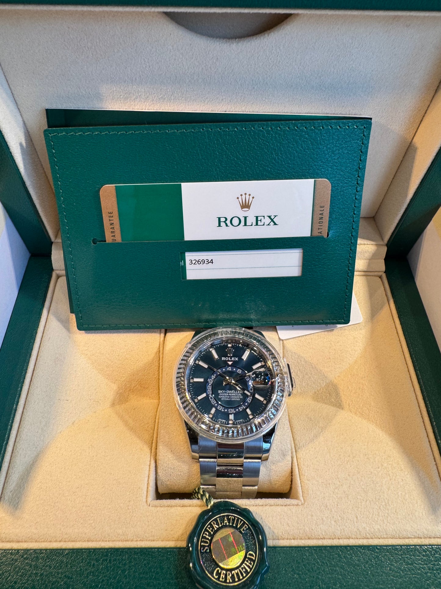 2017 Rolex Skydweller 42mm, Blue Dial Oyster Bracelet Box + Papers Model # 326934 lightly worn.
