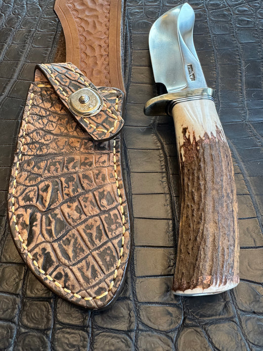 Randall Model Bowles Special Sheath in Exotic Brown Crocodile Skin from Treeman. Sheath only