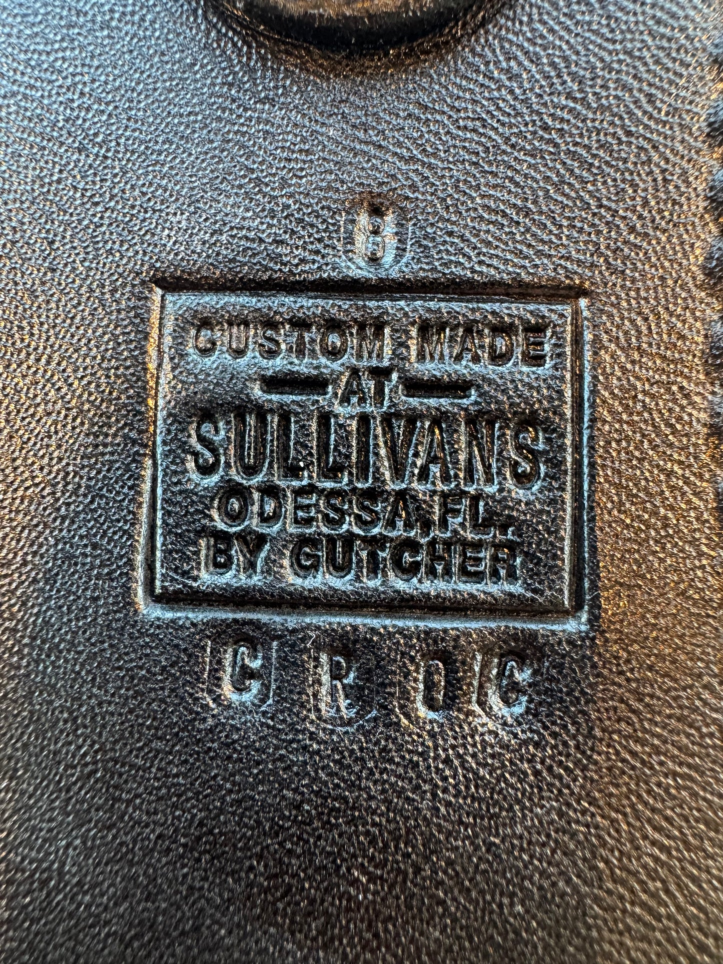 New Randall Model 1-8 or 2-8 Sheath in Exotic Black Natural Croc with full belt loop, back and front and loop in Black Croc( very rare) Custom Made at Sullivan’s by Gutcher.