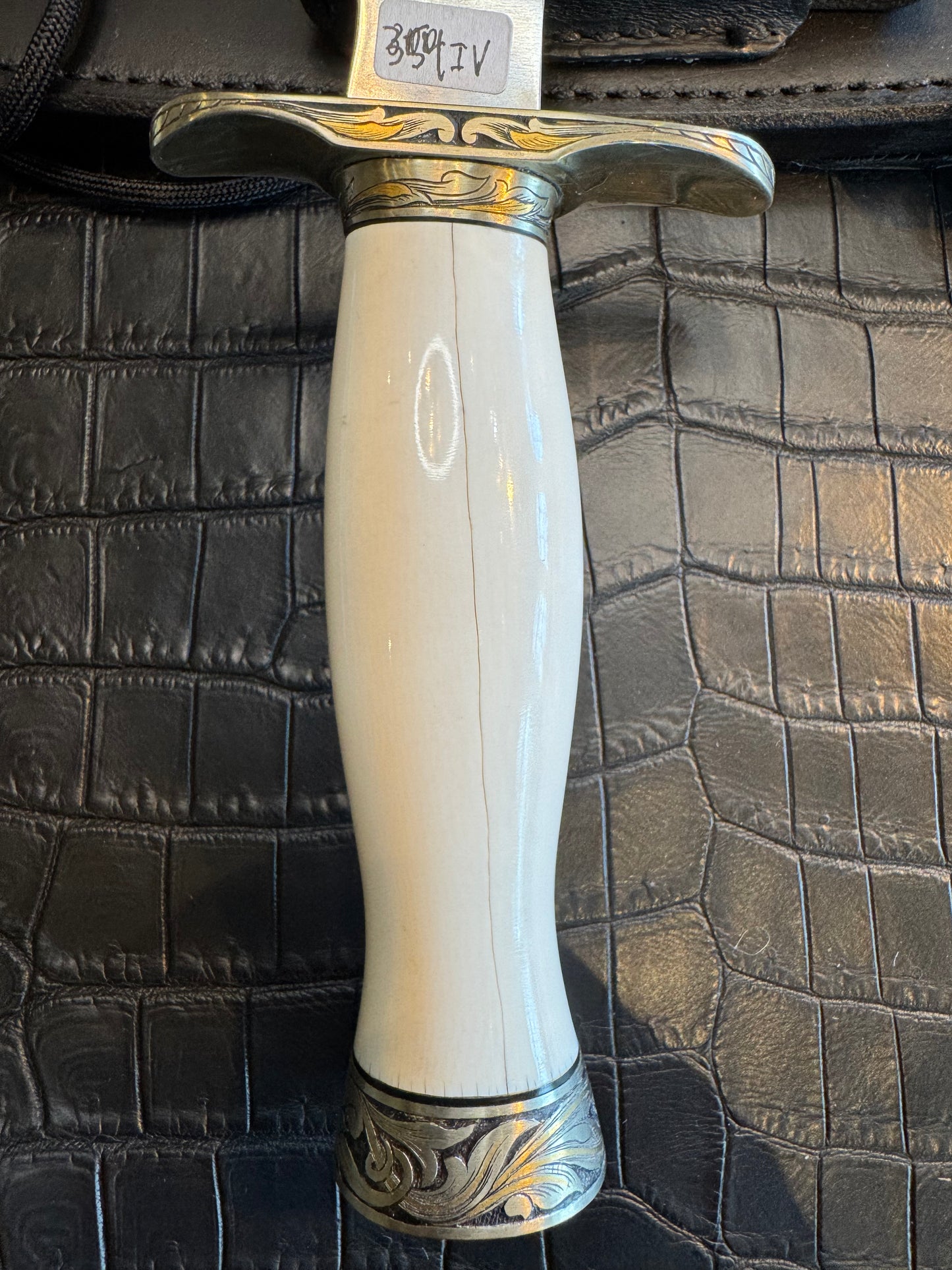 Randall Model 1-8 in Elephant Ivory, Gold and Silver Engraved, Nickel Silver Hilt and Butt cap.