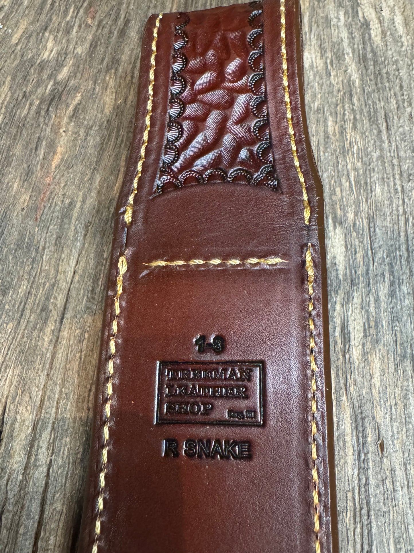 Randall Model 1-8 Sheath in Exotic Rattlesnake from Treeman.