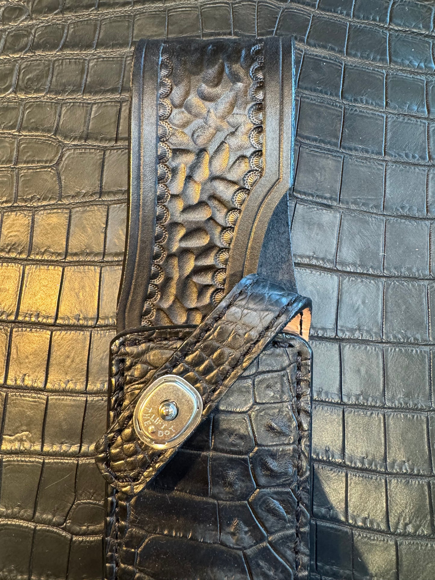 Randall Model Clinton Special TC Exotic Sheath in Black Crocodile by Treeman.