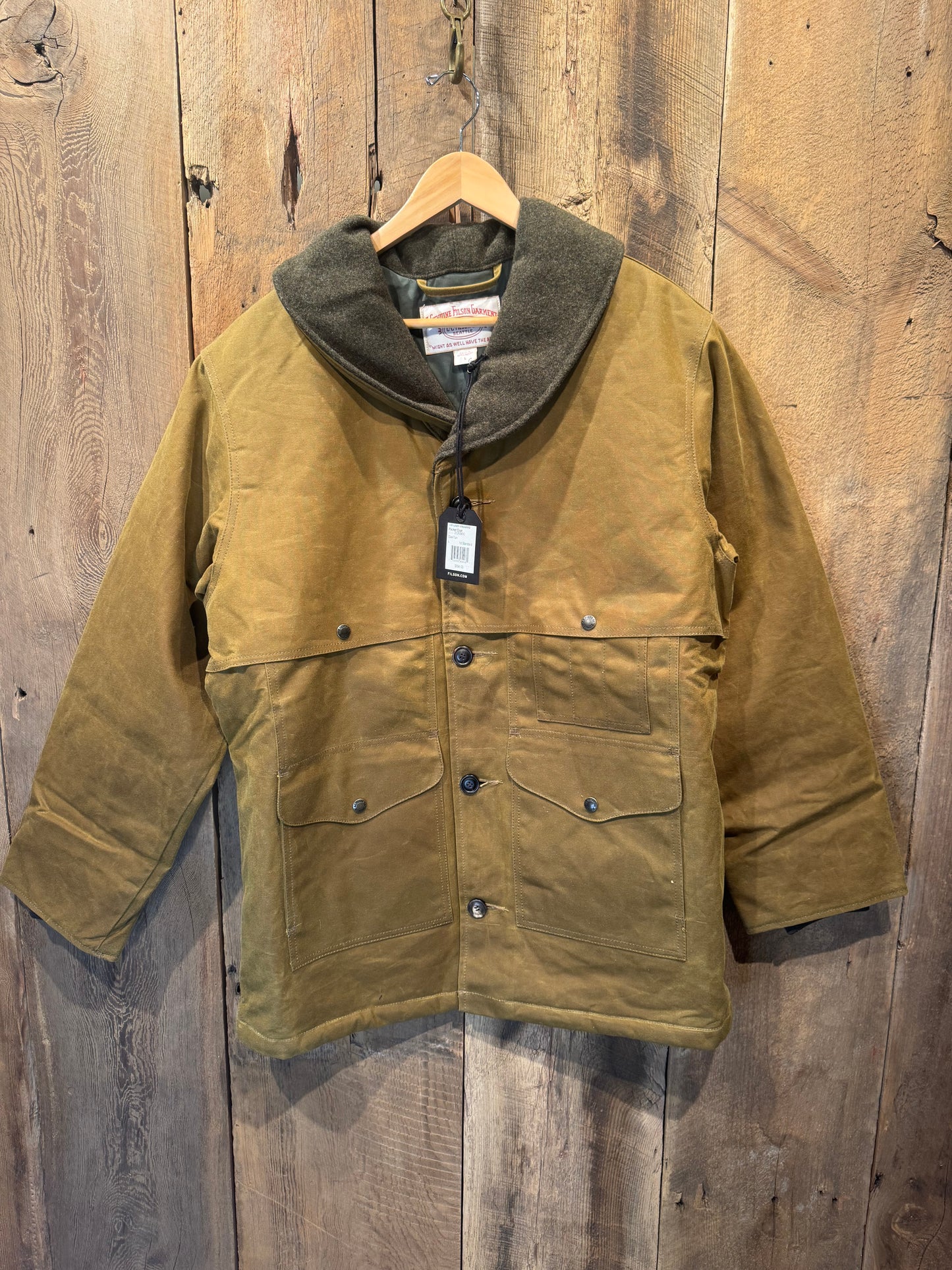 NWT FILSON TIN CLOTH INSULATED PACKER COAT DARK TAN LARGE NWT 20263400