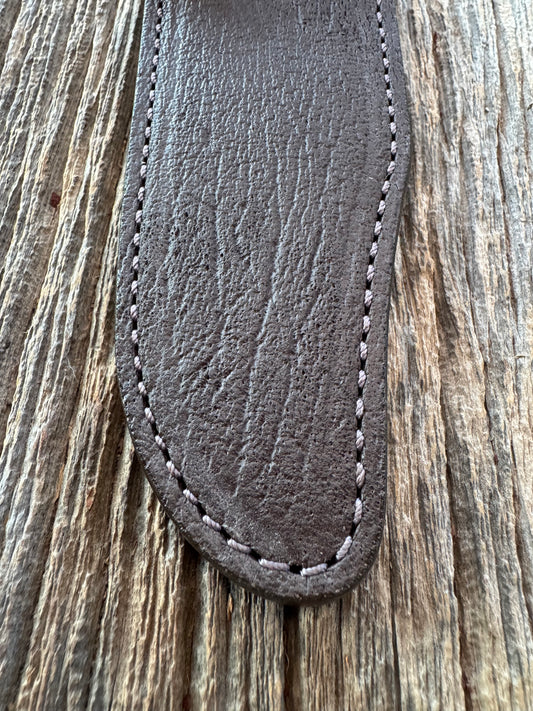 Randall Model Buxton Fighter Sheath in Exotic Cape Buffalo in Dark Brown Leather from Treeman.