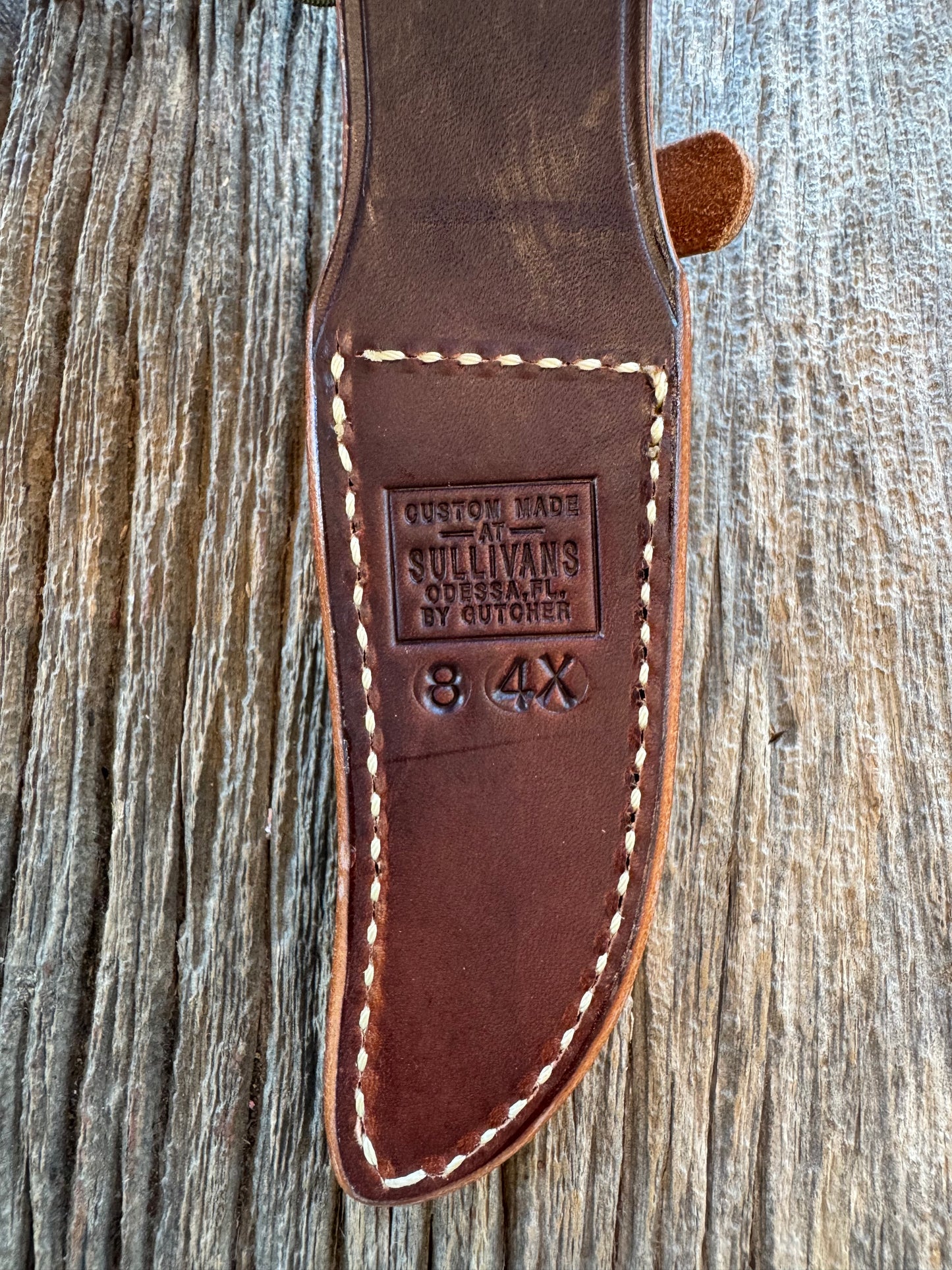 New Randall Sullivans by Gutcher Leather Knife Sheath for a Model 8-4X with Sharpening Stone.