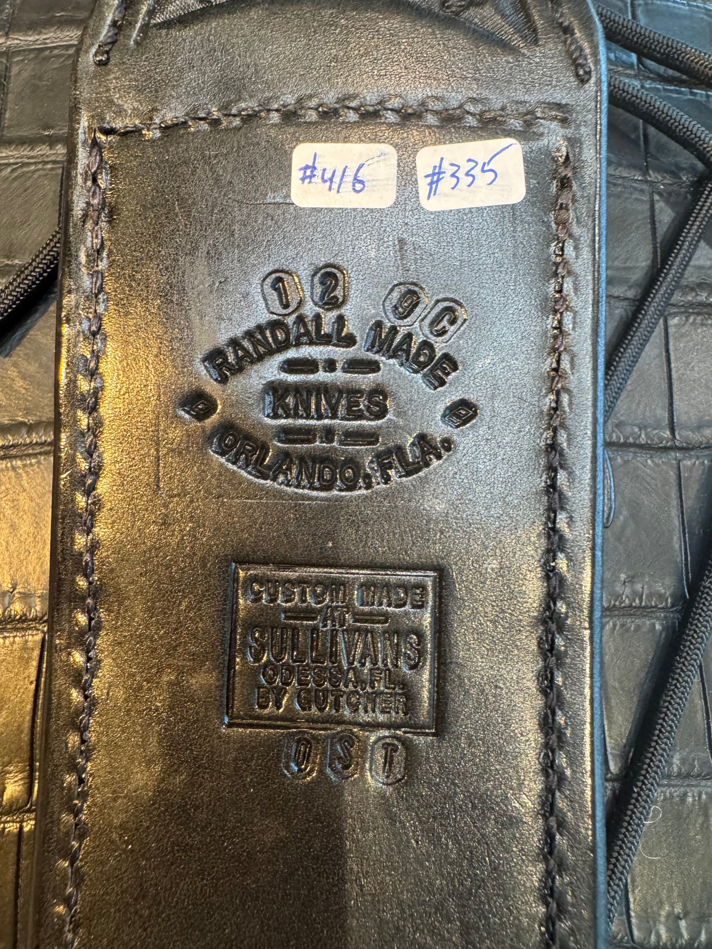 Randall Model 12-9C Sheath in Exotic Ostrich Custom Made at Sullivan’s by Gutcher.