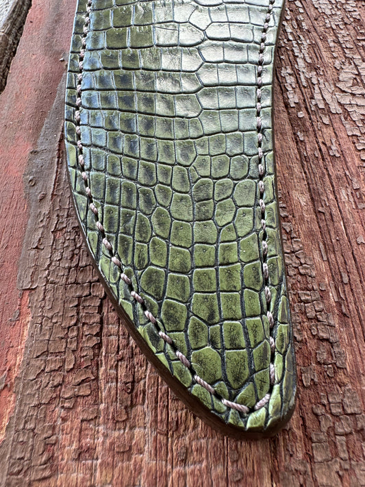 Randall Model 12-8 “Big Bear” Sheath in Exotic Army Green Crocodile by Treeman.