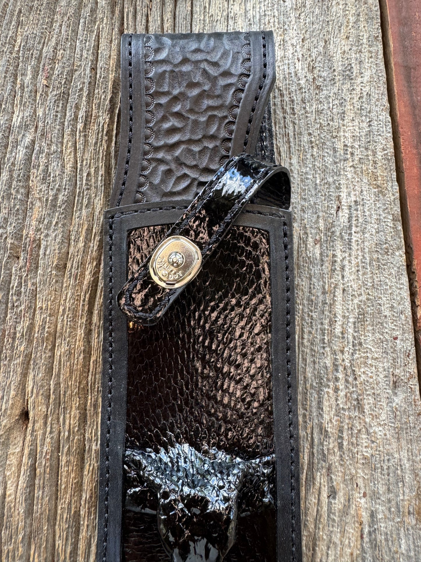 Randall Model 12-11 Smithsonian “Smitty” Sheath in Exotic Black Cobra from Treeman.