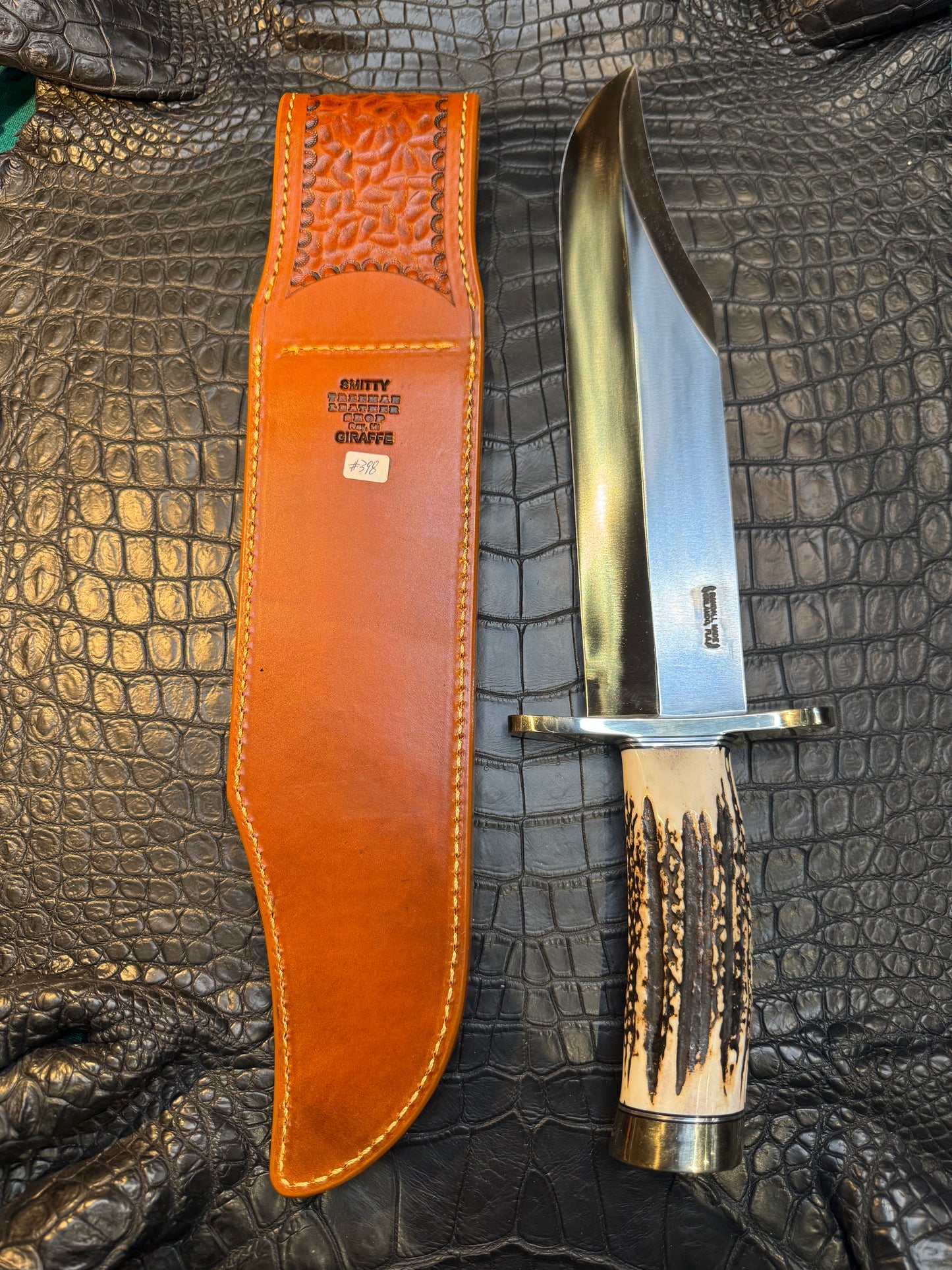 Randall Model Smithsonian “Smitty”Sheath in Exotic Giraffe Hide from Treeman. Sheath only