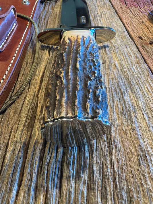 Randall Model 12-9/14 Grind Bowie with a Huge piece of Popcorn Stag. Nickel Silver Hilt and Butt plate.