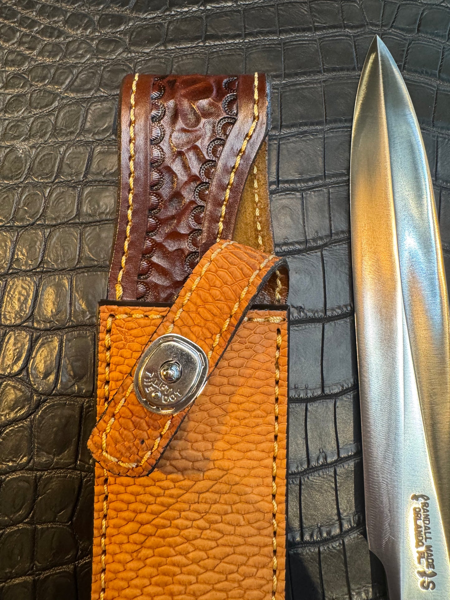 Randall Model 1-8 Sheath Straight Hilt in Exotic Beaver Tail by Treeman. (Sheath only)