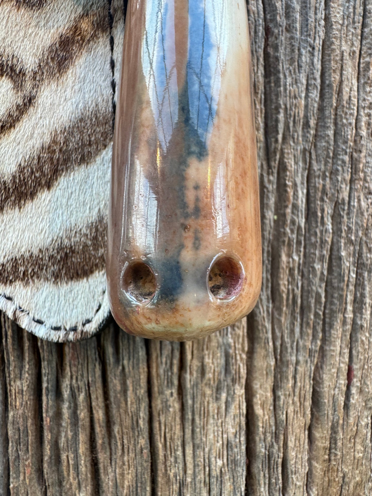 Randall Knife Model 23 Net Weight Artifact Fossil Walrus Handle. Stainless Steel, Natural end. Zebra Sheath.
