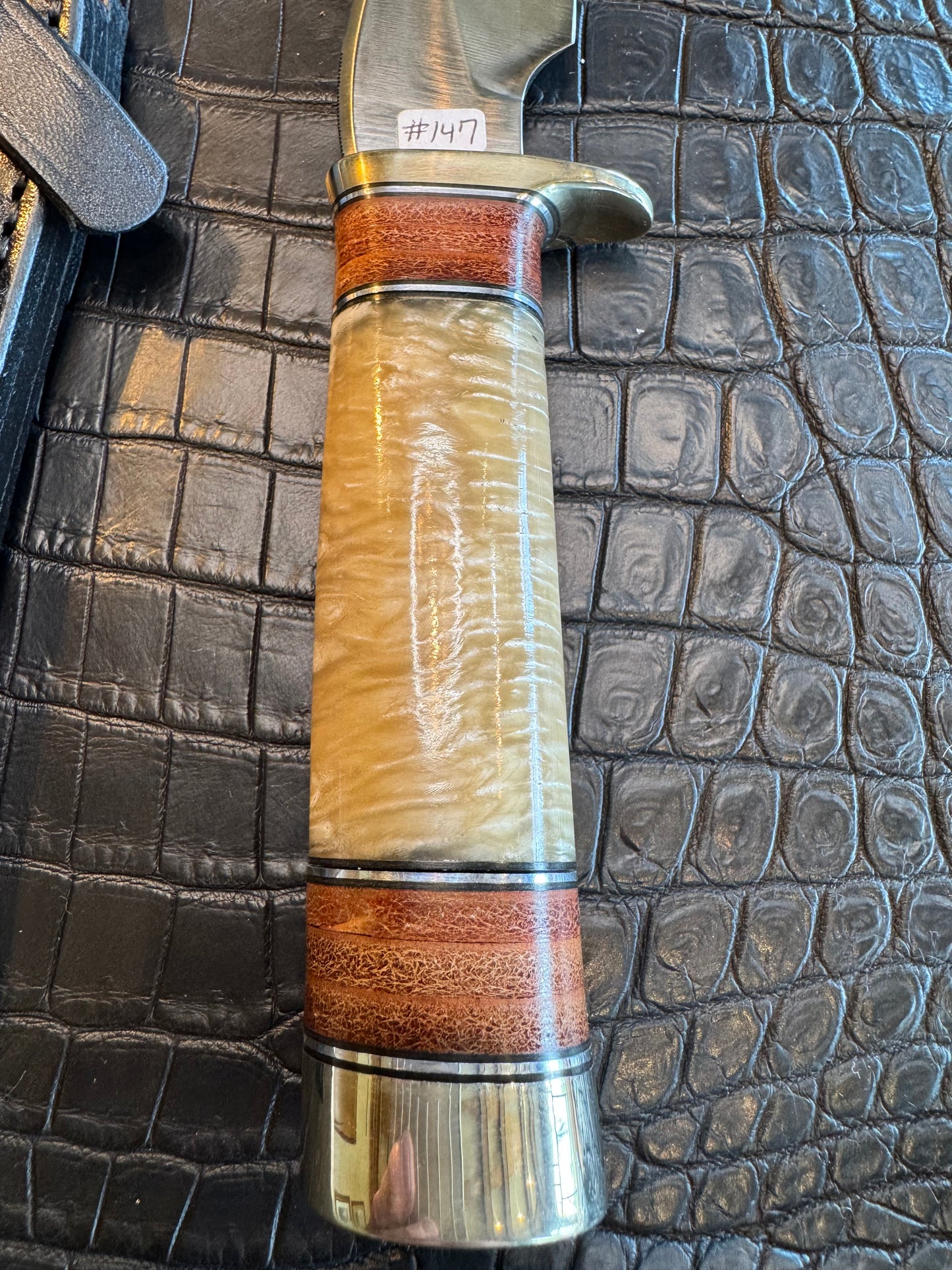 Randall Model 27 Musk Ox and stacked Leather Stainless Steel NSH