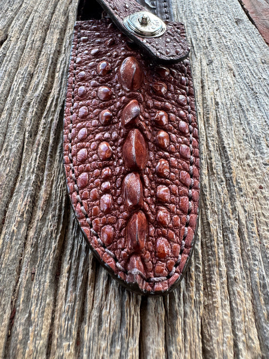 Randall Model 11-5 Sheath in Exotic Light Brown Snapping Turtle by Treeman. Spiked Dragon tail portion of the turtle.