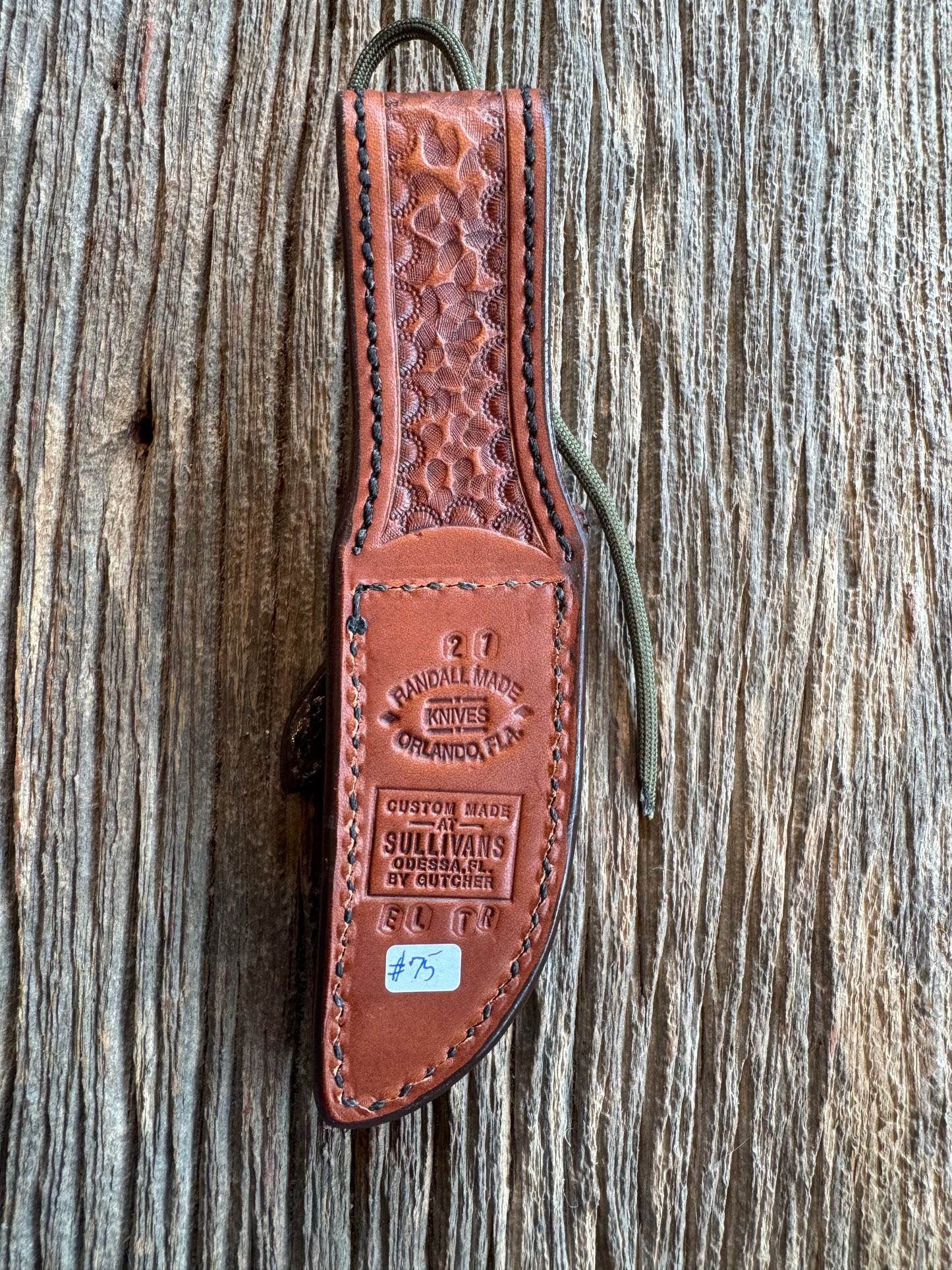Rare Randall Model 21 sheath in Exotic Elephant Trunk from Sullivans by Gutcher. New and unused.