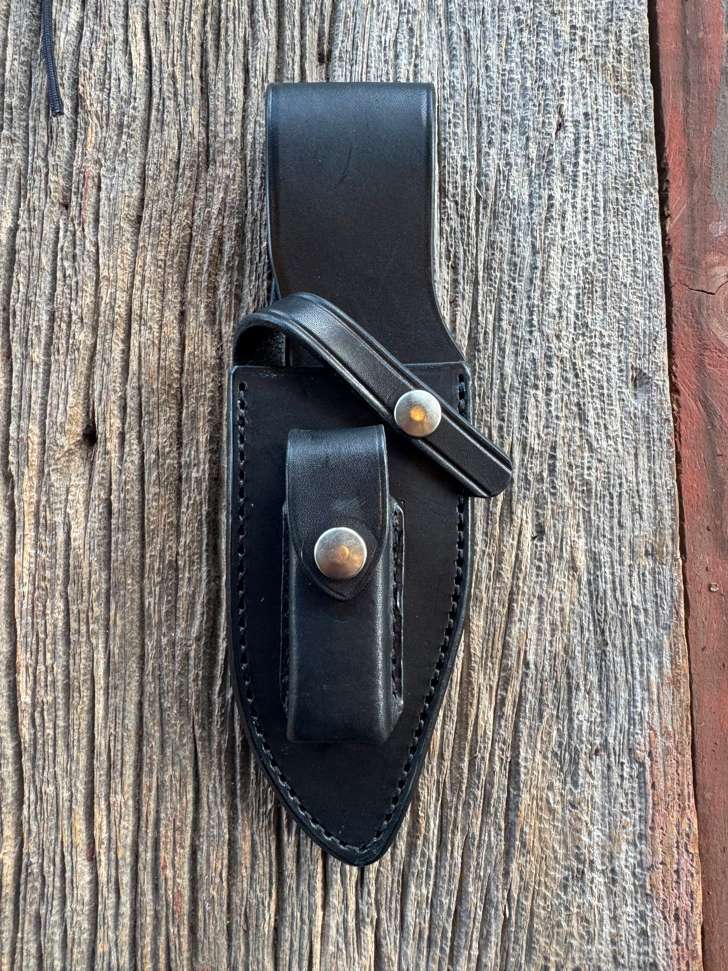 New Randall Sullivans by Gutcher Black Leather Knife Sheath Model 19-5 with Sharpening Stone.