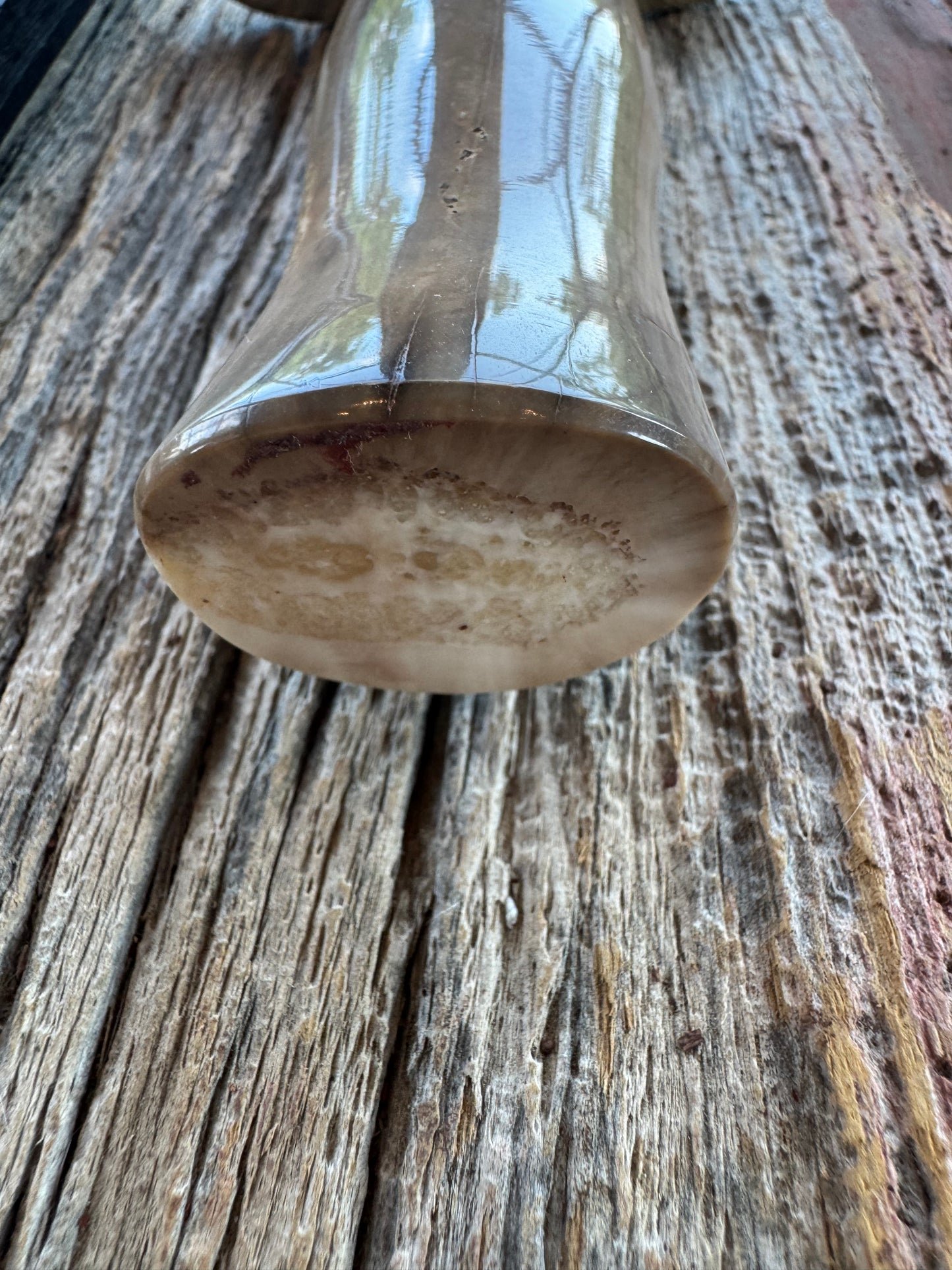 Nice Randall Knife Model 12-8 Big Bear. Gorgeous piece of creamy Fossil Walrus Ivory. ( Creams, greens) Nickel silver hilt and natural end, Stainless steel.