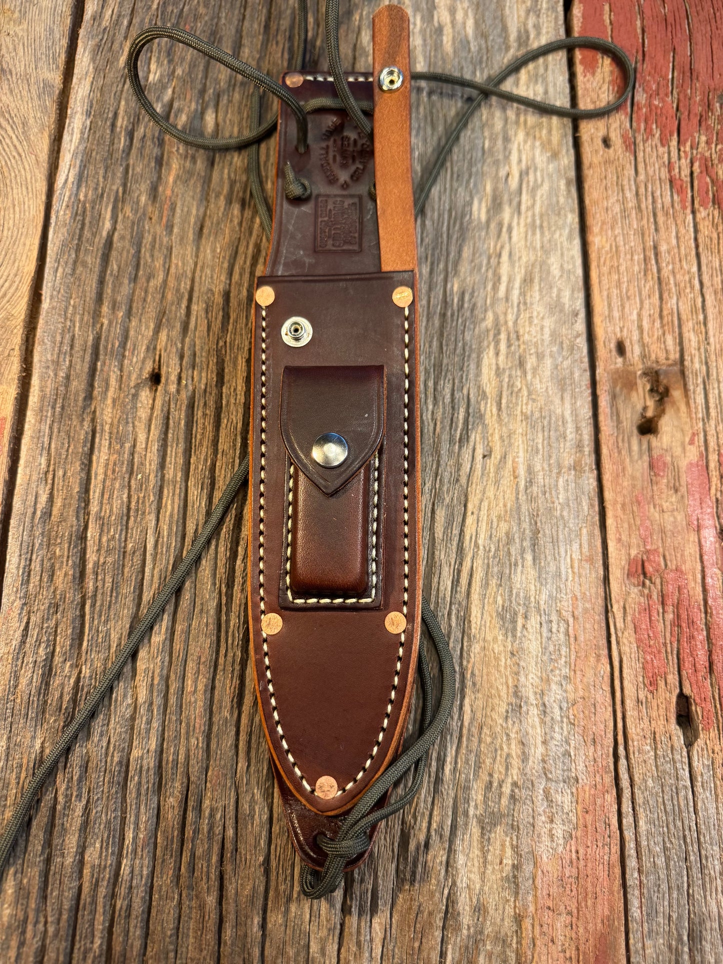 New Randall Johnson Gutcher Riveted Rough Back Knife Sheath Model 14 or 18-7.5