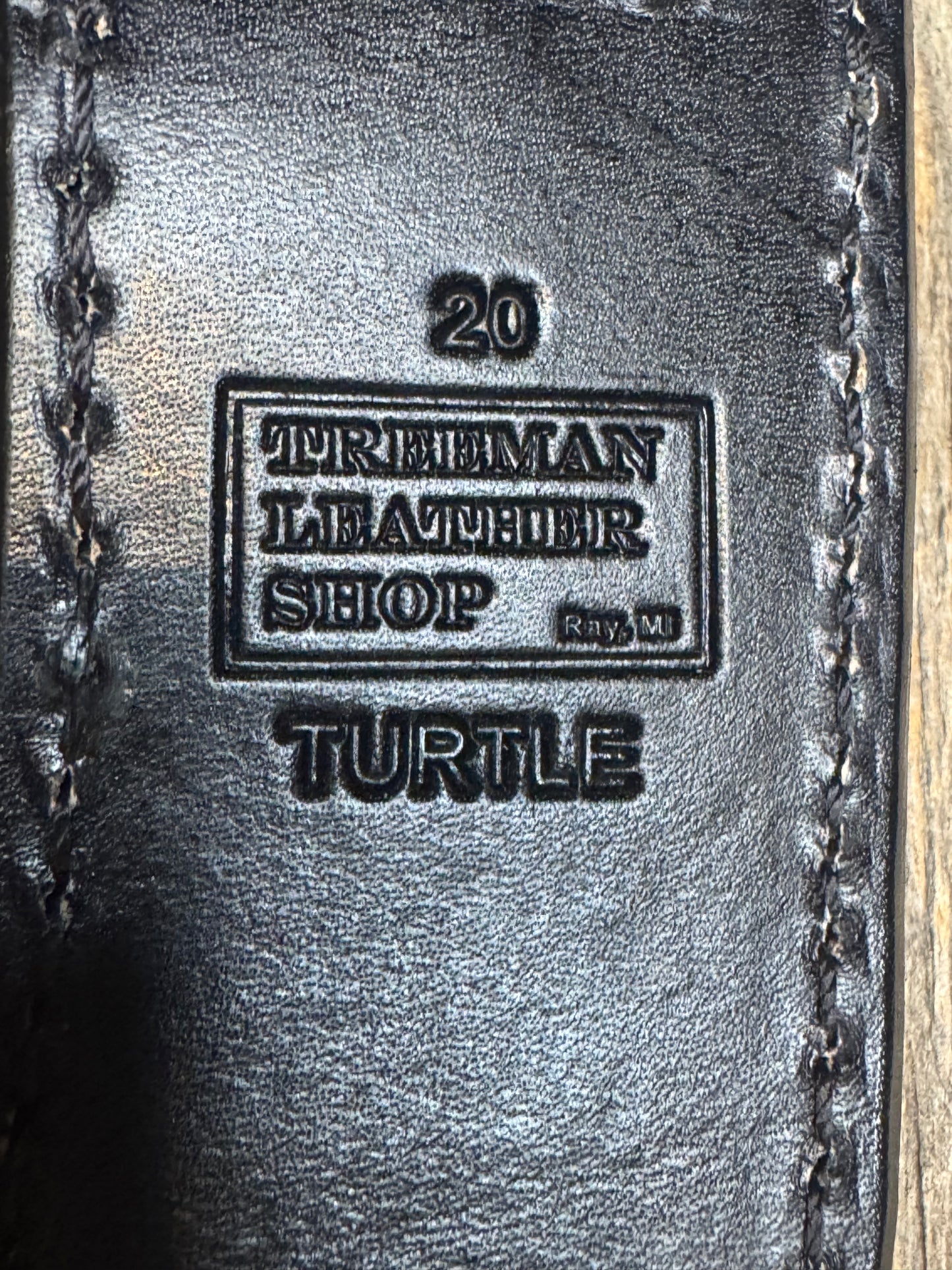 Randall Model 20 Sheath in Exotic Black Snapping Turtle from Treeman.