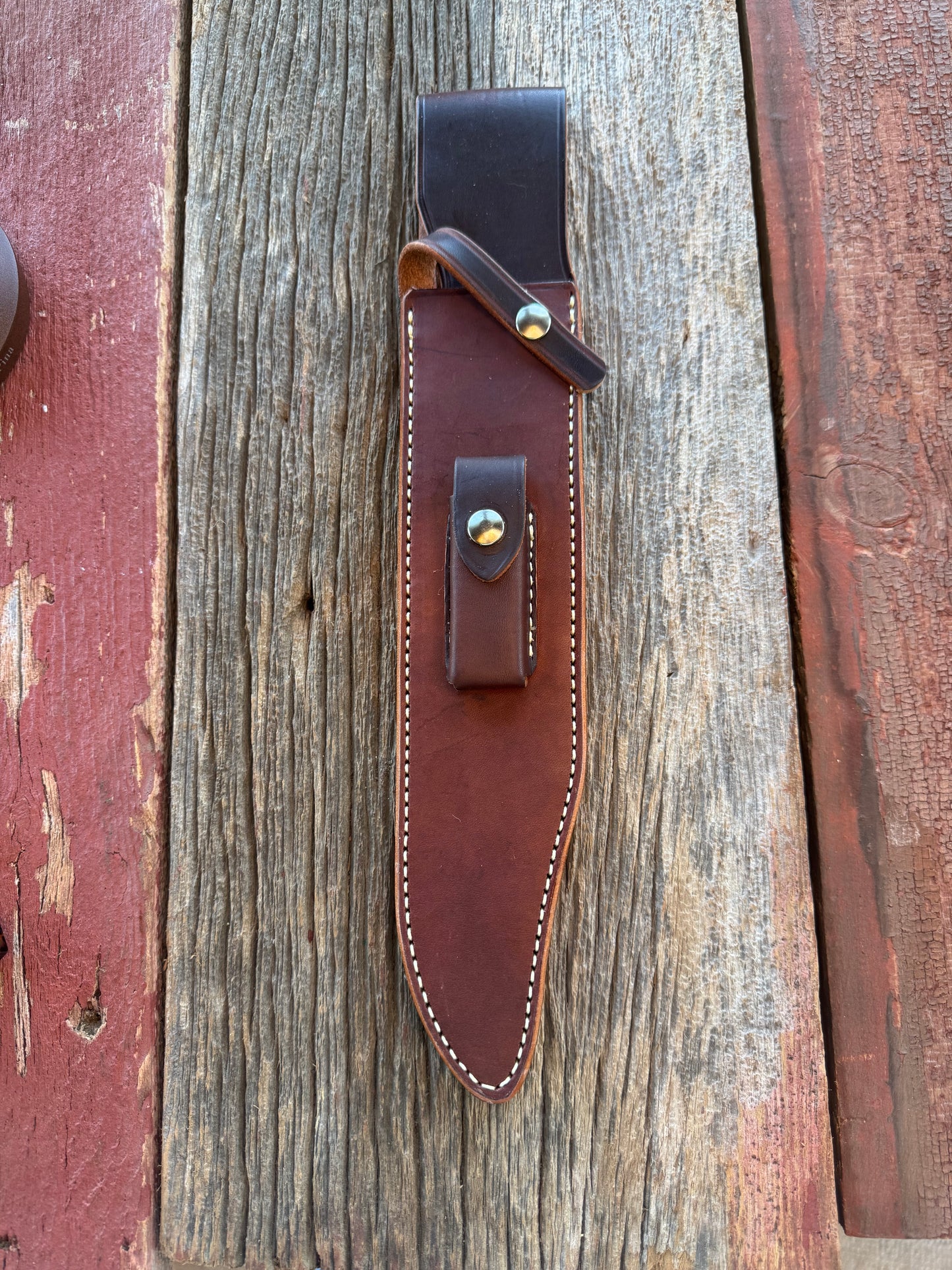 New Randall Sullivans by Gutcher Leather Knife Sheath for a Model 12-11 Confederate with Sharpening Stone.