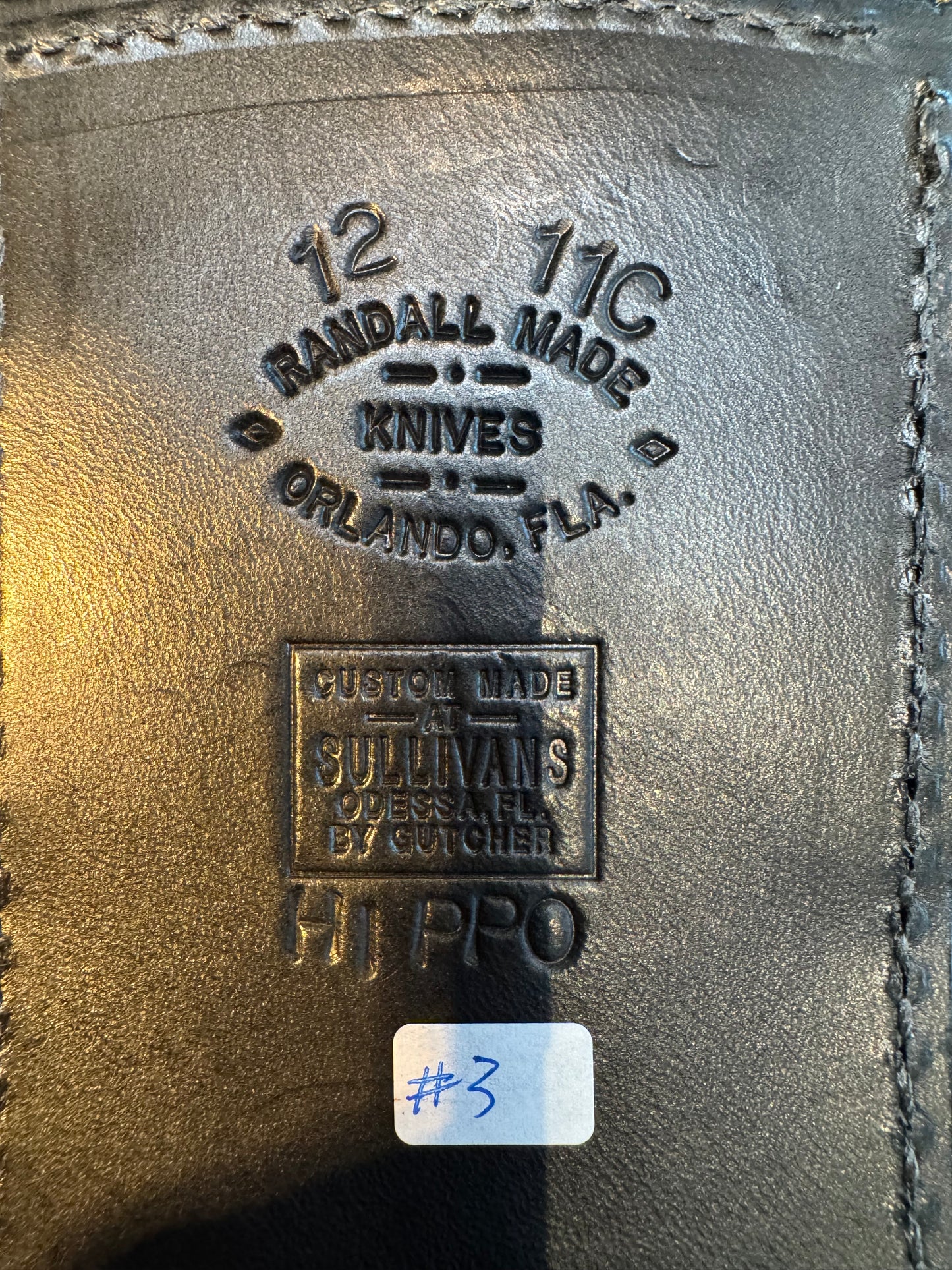 New Randall Model 12-11 Smithsonian “Smitty” Sheath in Exotic Black Hippo ( very rare) Custom Made at Sullivan’s by Gutcher.