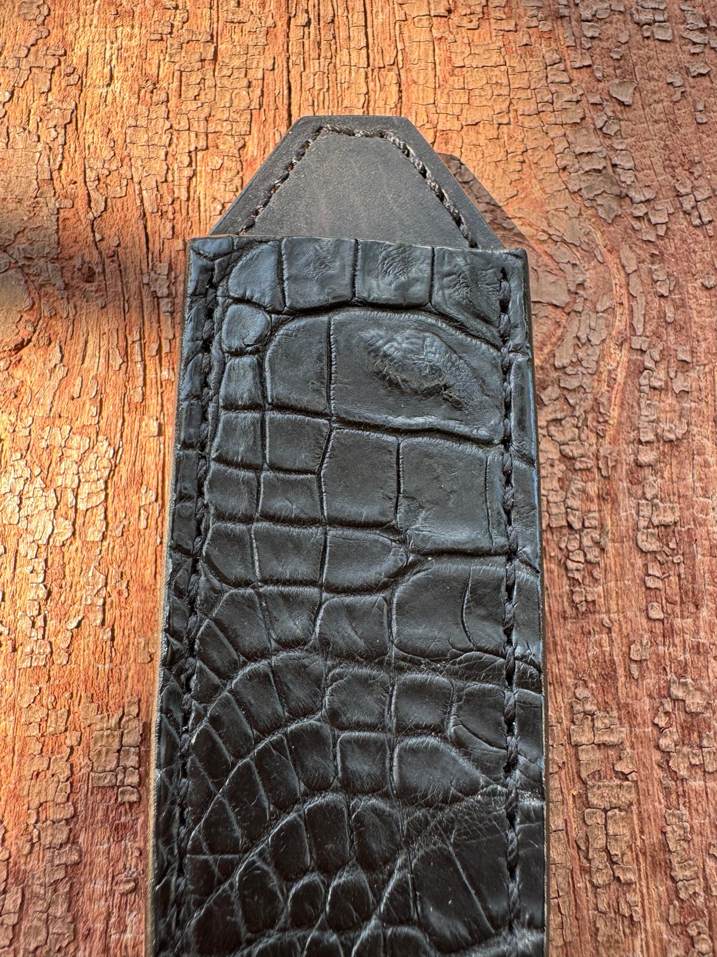 Randall Model “Gambler” 5 Inch Sheath in Exotic Black Crocodile by Treeman.