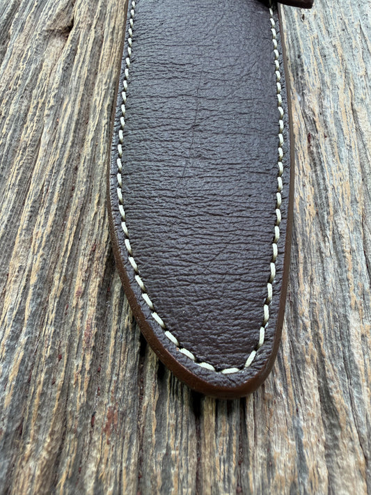Pristine Randall Model 25-6 sheath in Exotic Cape Buffalo leather from Sullivans by Gutcher. Heavily tooled belt loop and strap. Randall snap and clean stamping on the back … perfect!!