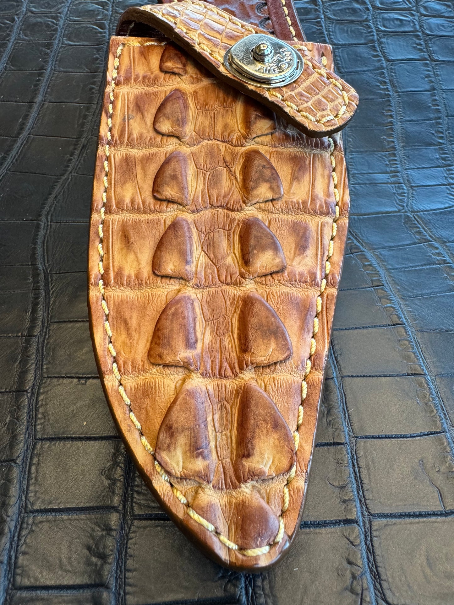 Randall Model 19-5 Exotic Rum Tan Crocodile Tail Sheath from Treeman.