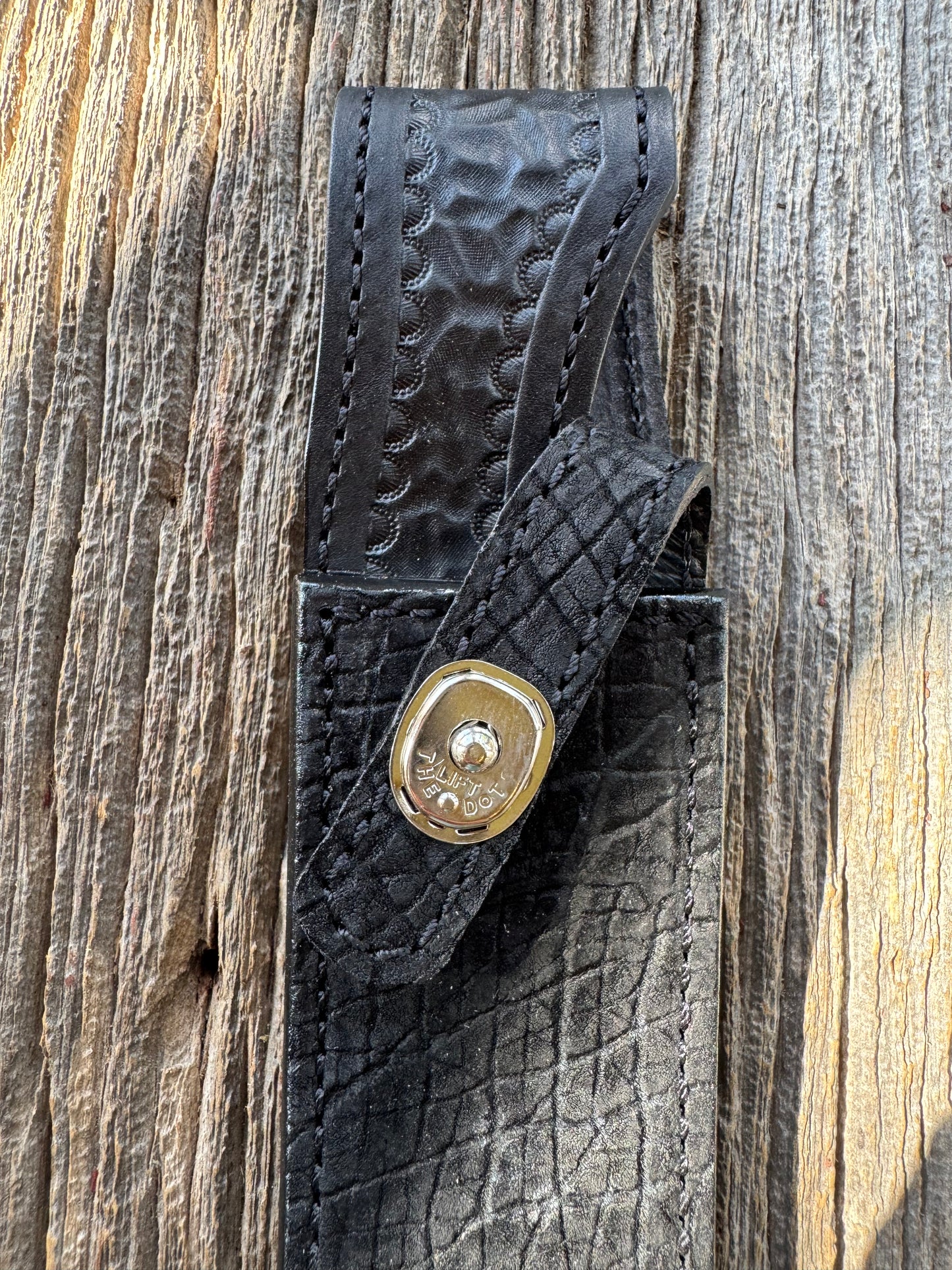 Randall Model 1-8 Sheath in Exotic Sueded Black Hippo by Treeman.
