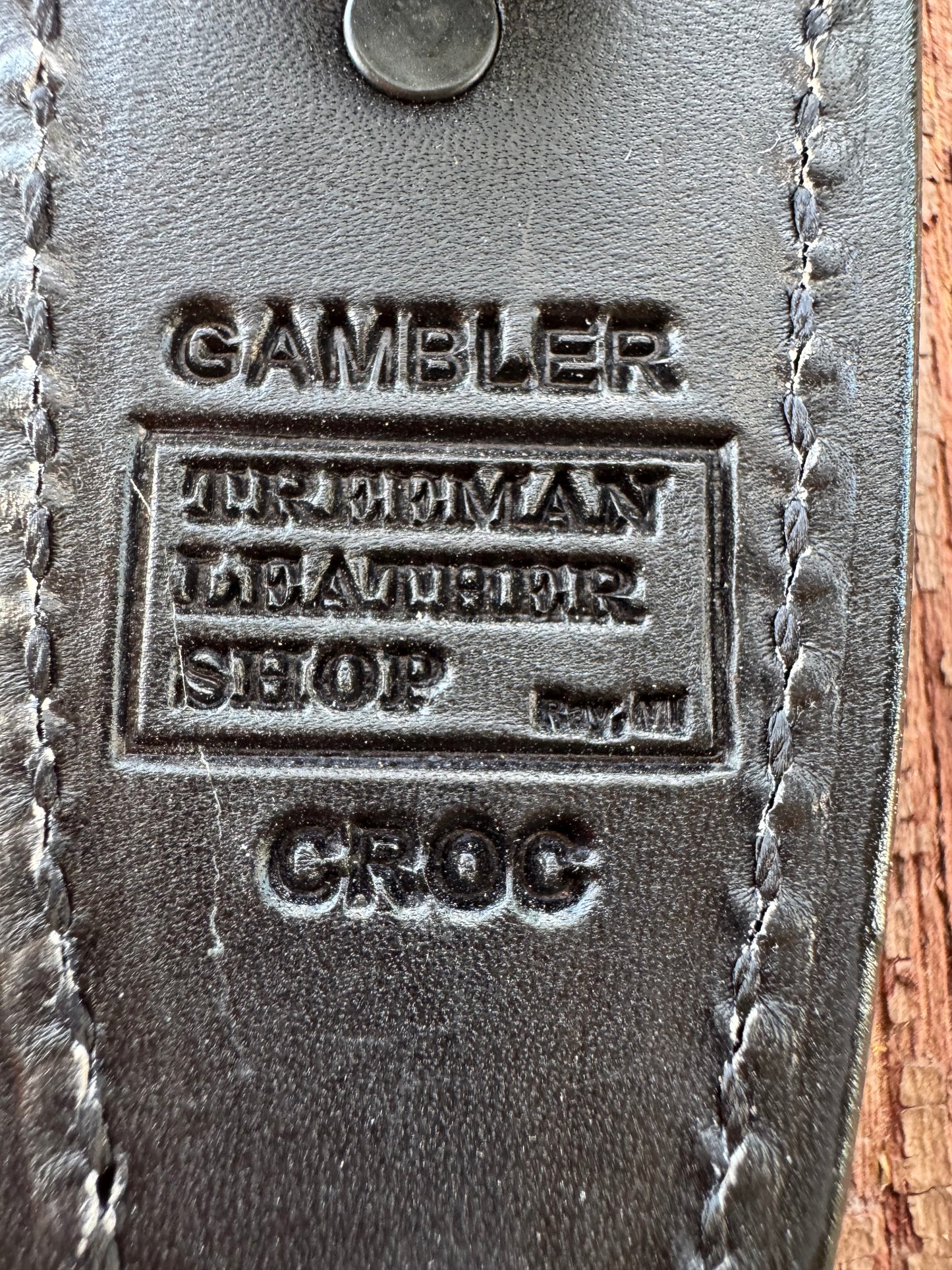 Randall Model “Gambler” 5 Inch Sheath in Exotic Black Crocodile by Treeman.