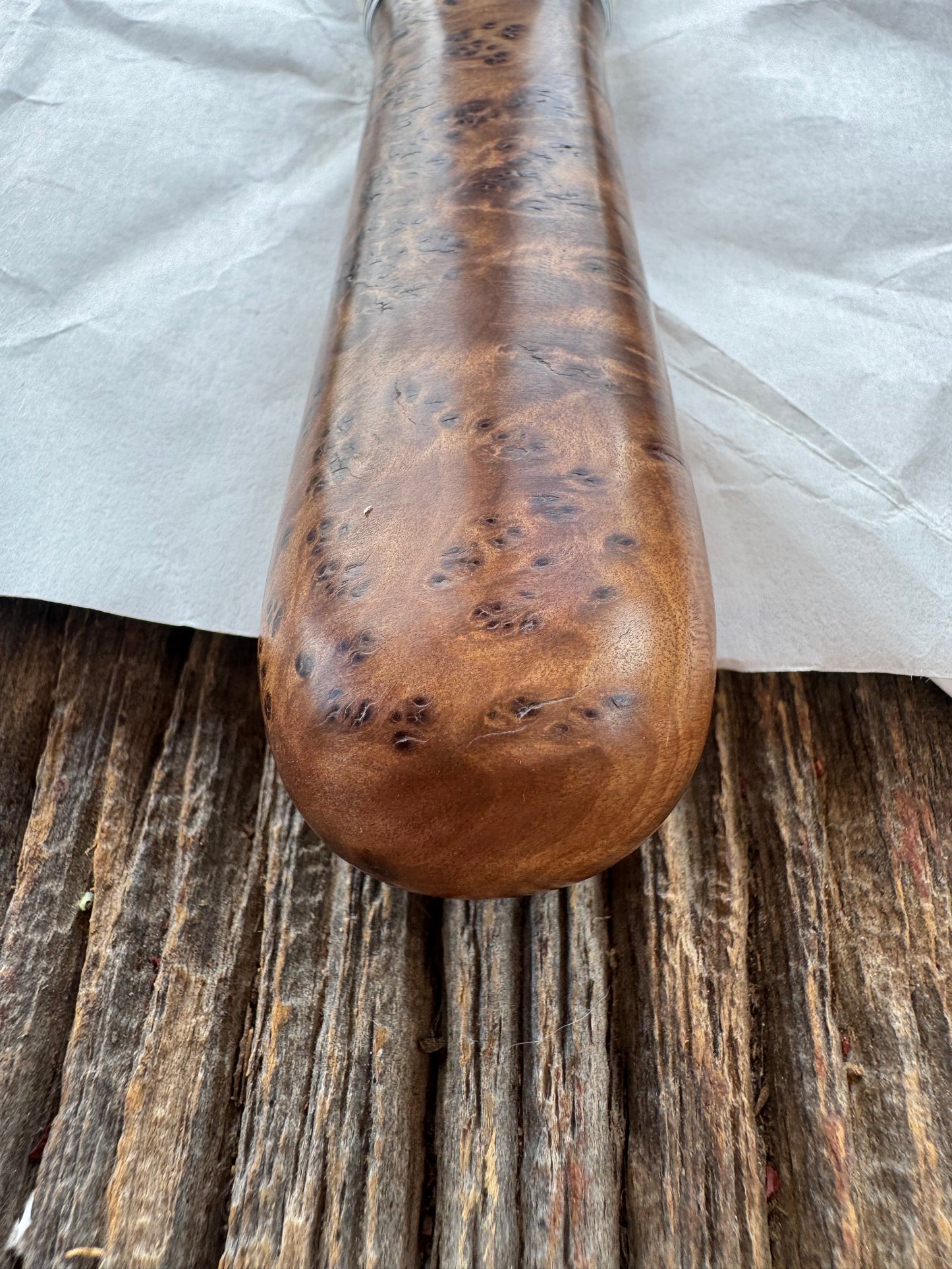 New in Paper Randall Model “Gambler” 4 Inch in Thuya Wood, Nickel hilt, Stainless, black and aluminum spacers.
