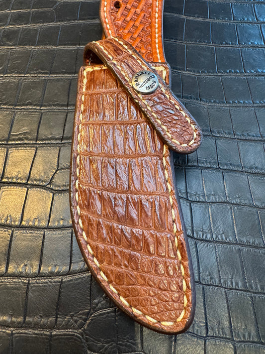 New Randall Model 20 Sheath in Exotic Brown Crocodile Custom Made at Sullivan’s by Gutcher.