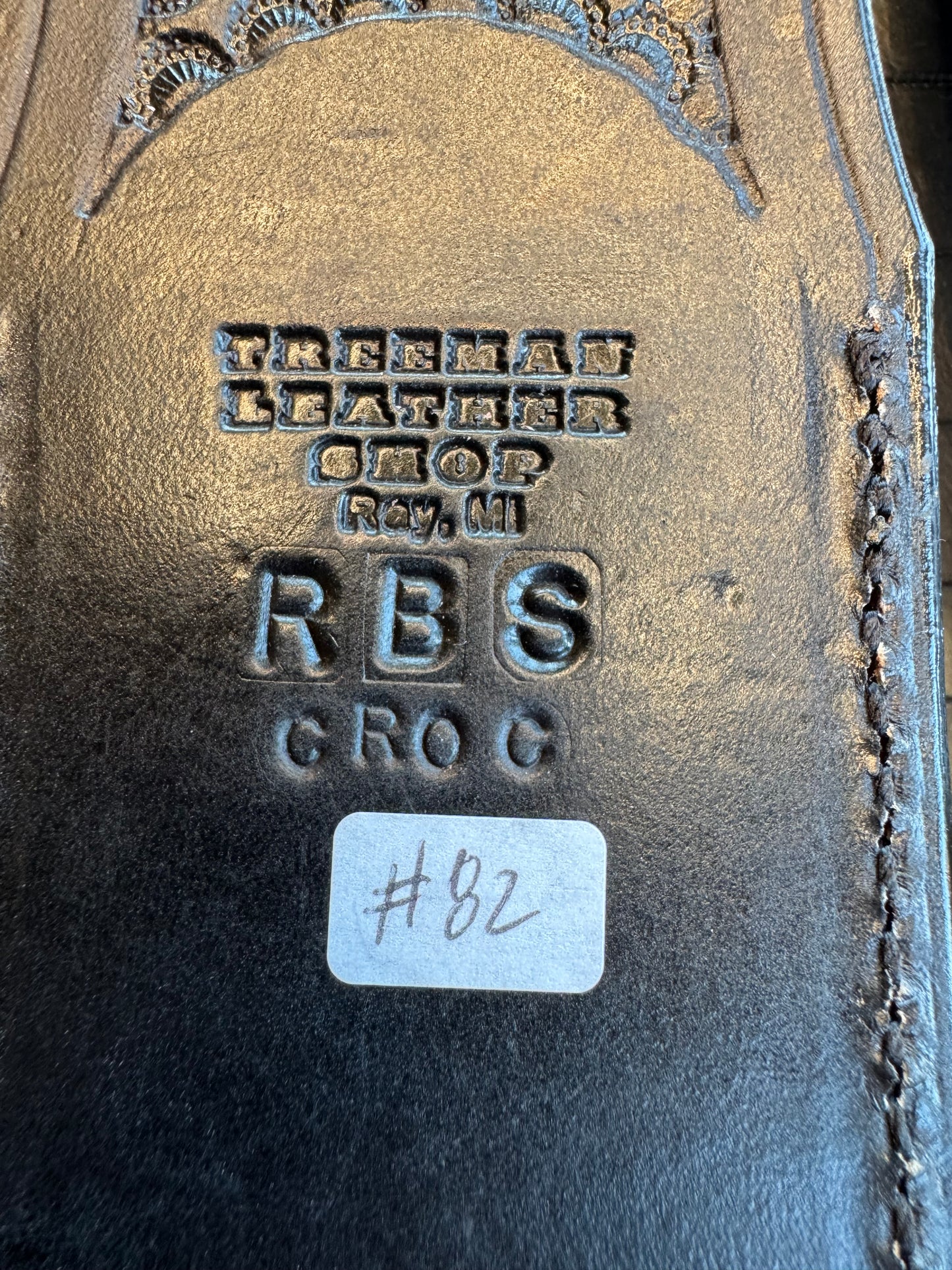 Randall Model RBS Rick Bowles Skinner Sheath in Exotic Black Crocodile Skin from Treeman. Sheath only
