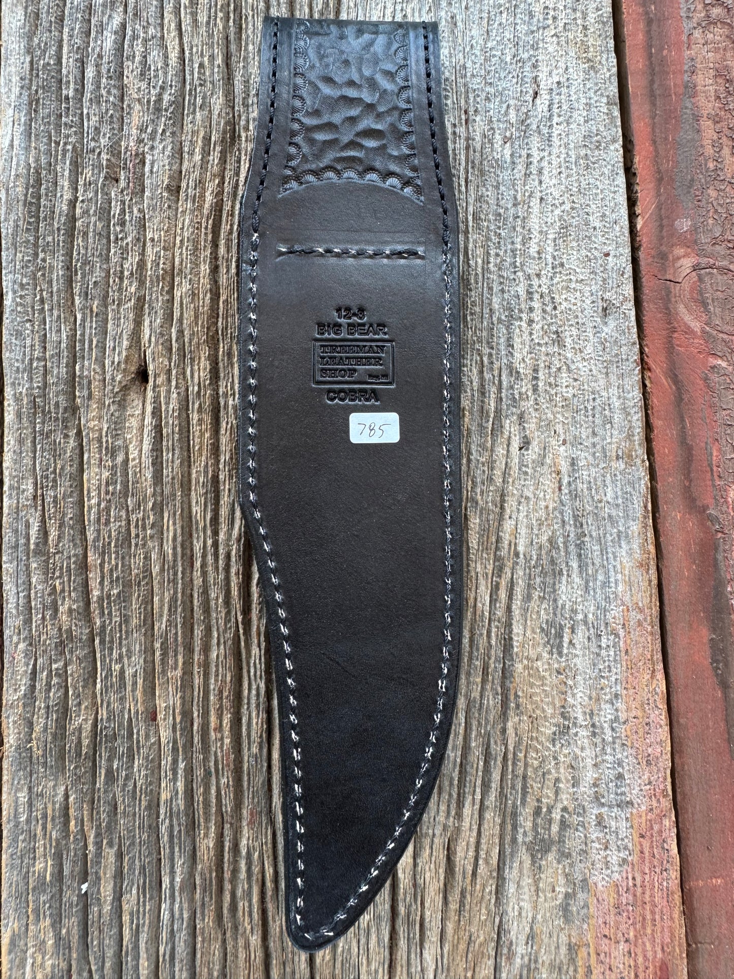 Randall Model 12-8 Big Bear Bowie Sheath in Exotic Black Cobra from Treeman.