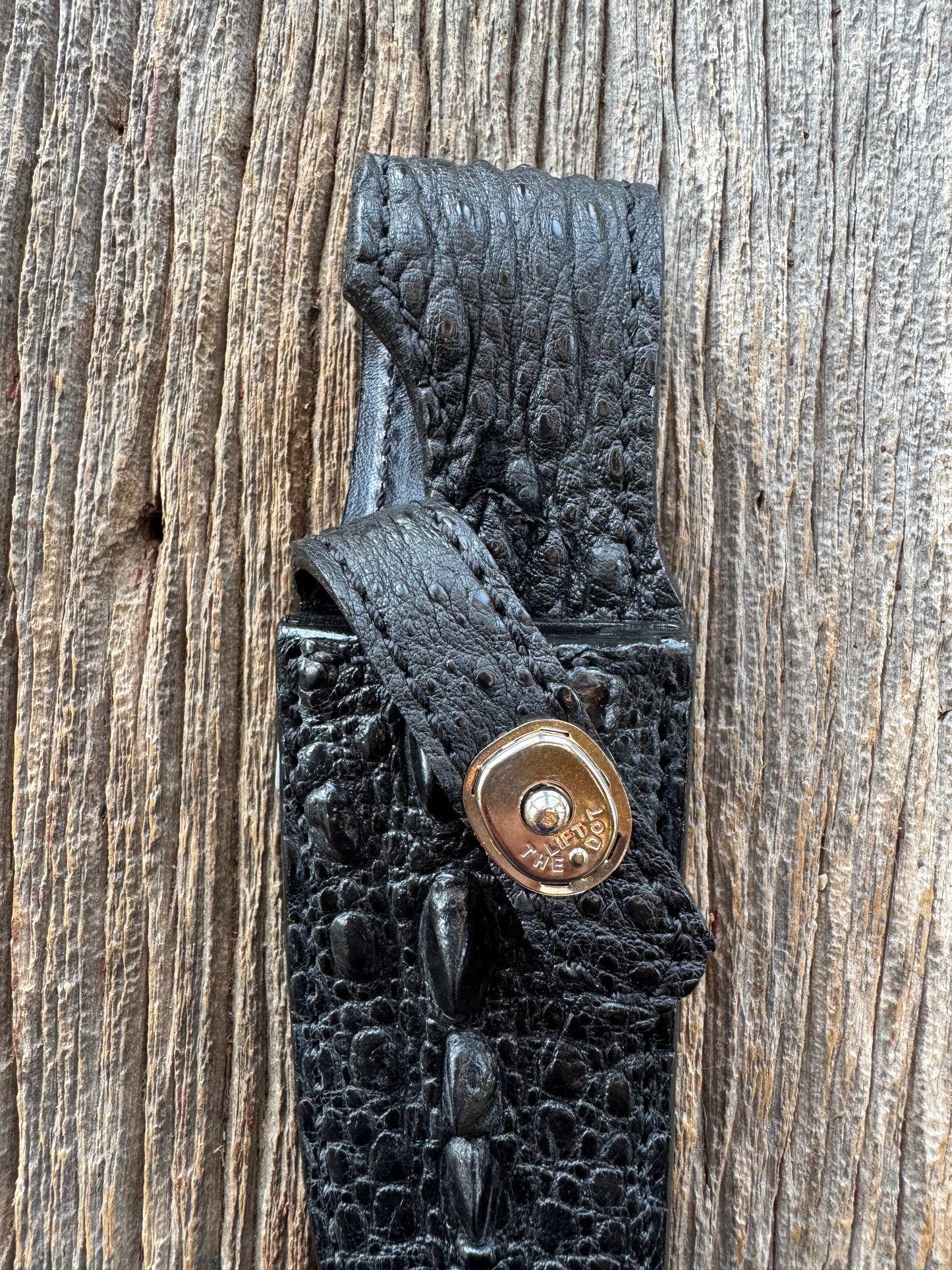 Randall Model Combat Companion Sheath in Exotic Black Snapping Turtle ( Double sided in Turtle) from Treeman.