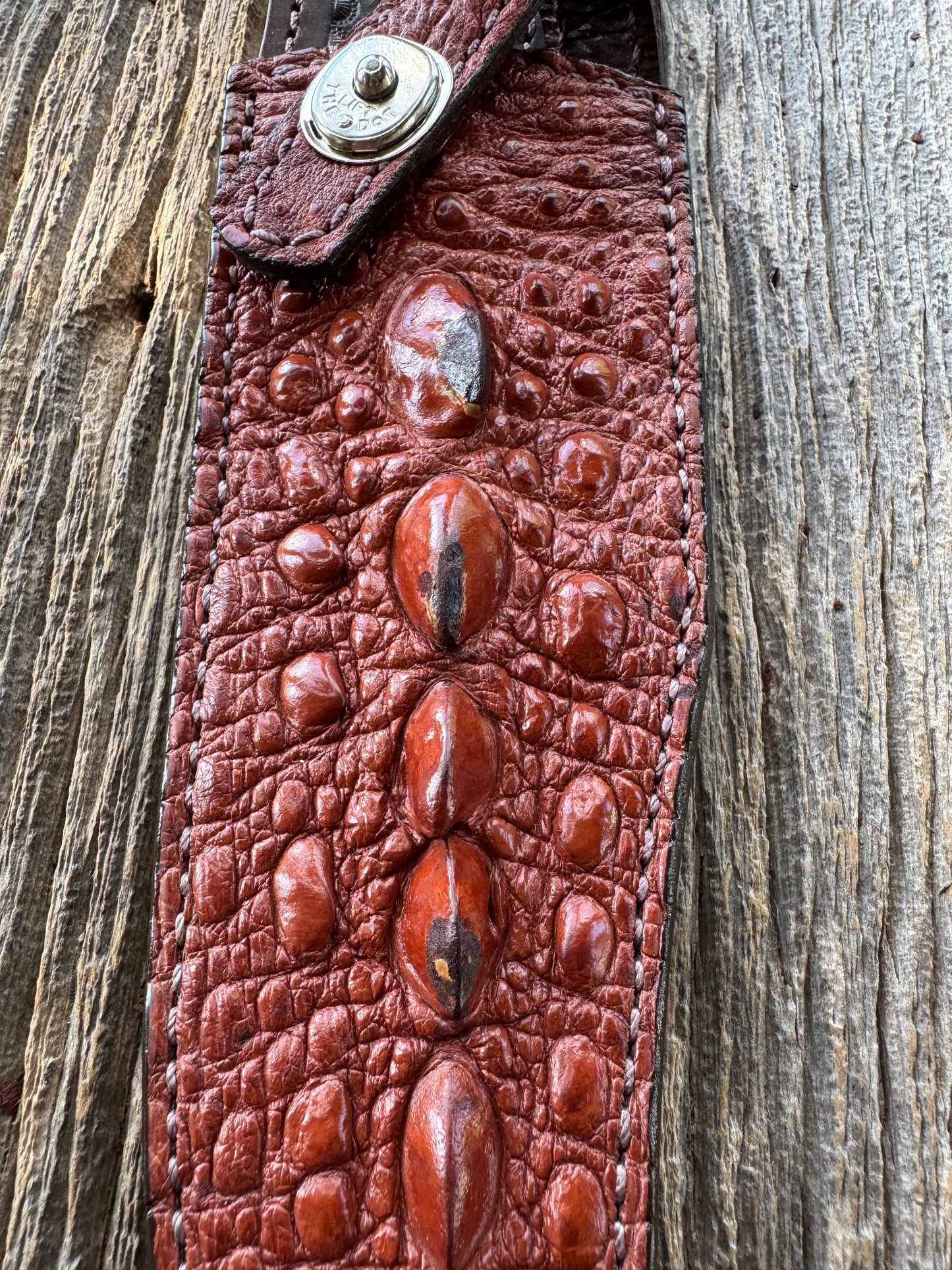 Randall Model 12-8 “Big Bear” Sheath in Exotic Rust Snapping Turtle by Treeman. Spiked Dragon tail portion of the turtle.