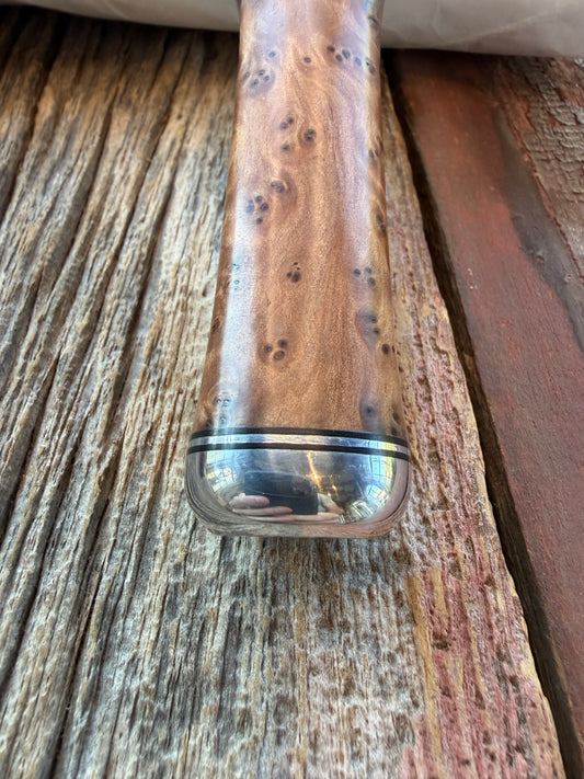 New in Paper Randall Model “Gambler” 4 Inch in Thuya Wood, Nickel hilt, Stainless, black and aluminum spacers.