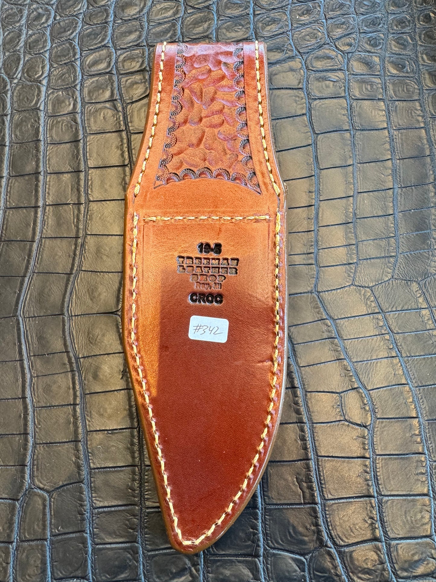 Randall Model 19-5 Exotic Rum Tan Crocodile Tail Sheath from Treeman.
