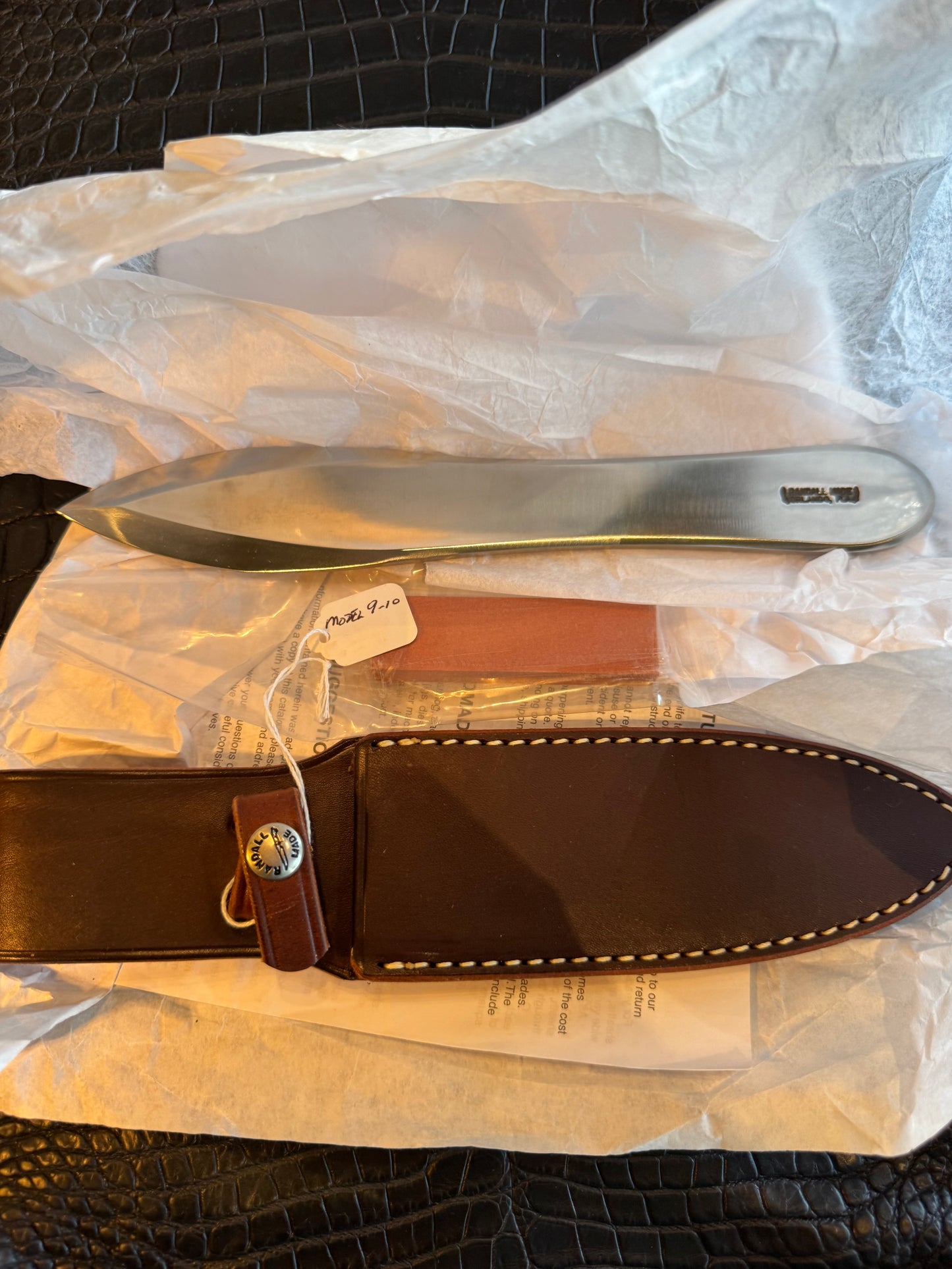 New in Paper Randall Knives Model 9-10 Pro Thrower with Original Leather Sheath