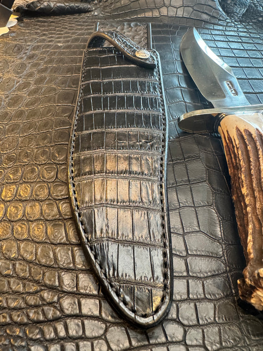 Randall Model 12-8 “Big Bear” Exotic Black Crocodile Sheath from Sullivans by Gutcher