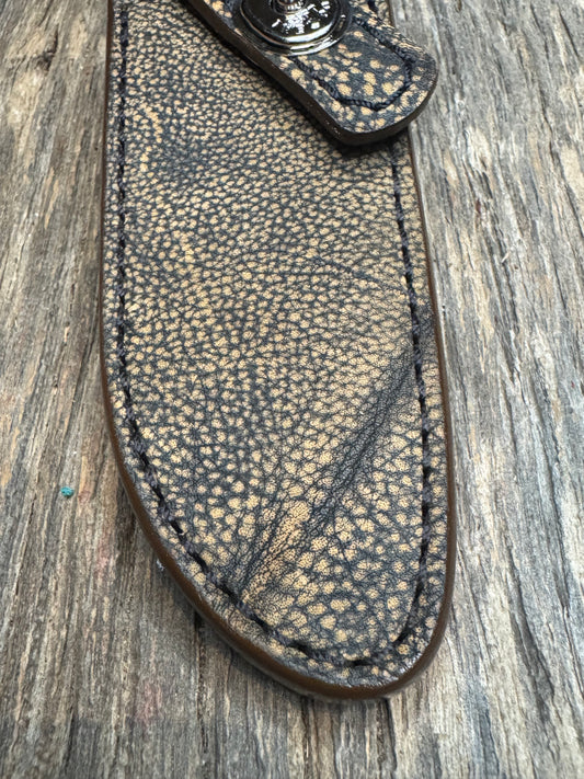 Randall Model 23 Sheath in Exotic Brown Giraffe from Treeman.