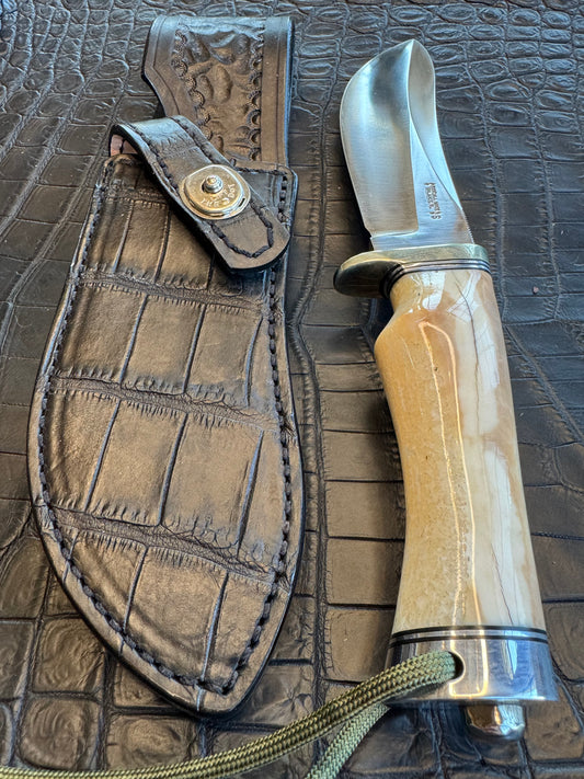 Randall Model RBS Rick Bowles Skinner Sheath in Exotic Black Crocodile Skin from Treeman. Sheath only