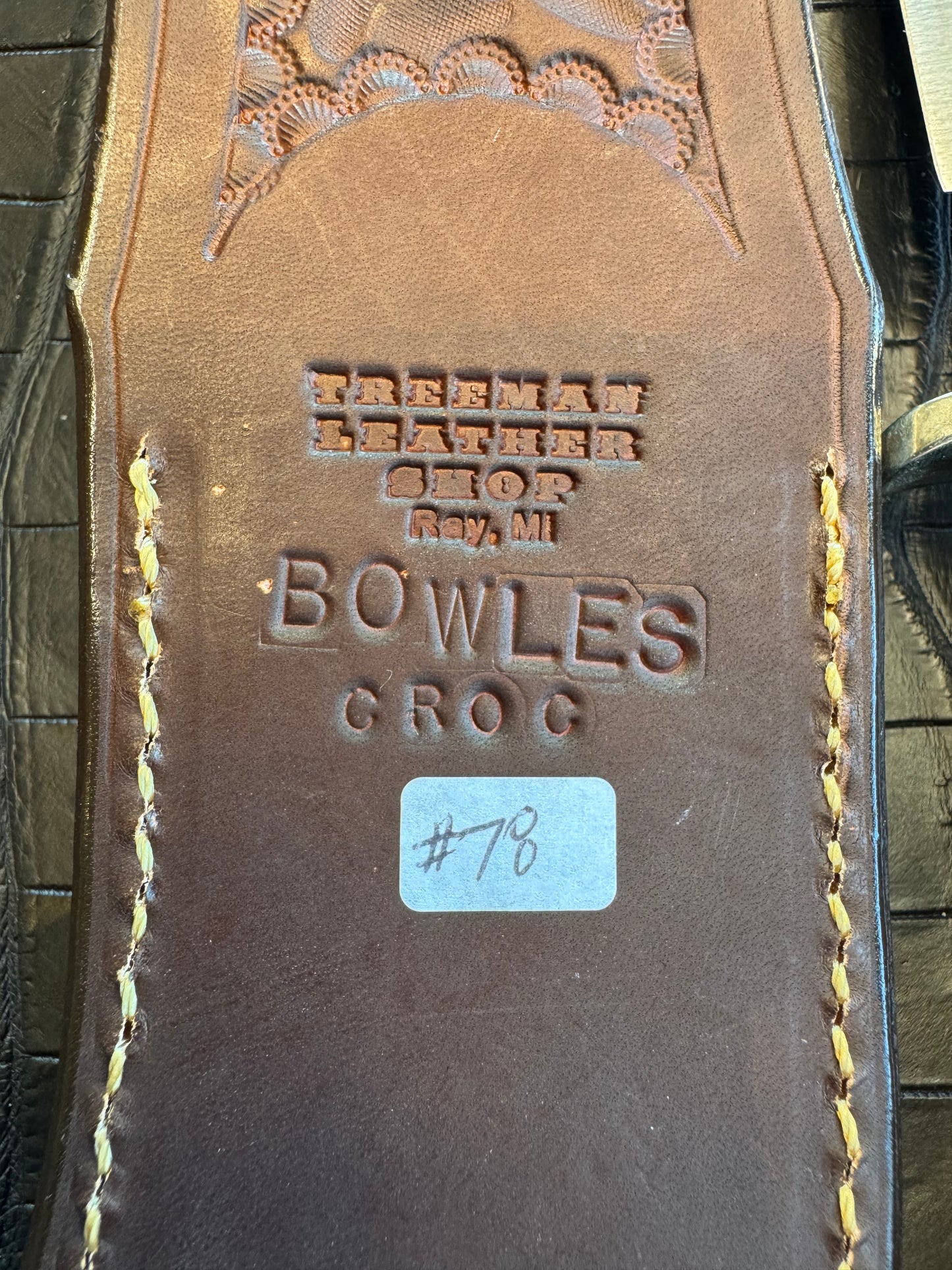 Randall Model Bowles Special Sheath in Exotic Brown Crocodile Skin from Treeman. Sheath only