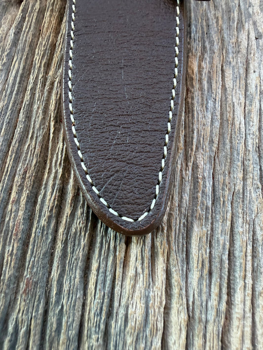 New Randall Model 25-5 Sheath in Exotic Brown Cape Buffalo with full leather hand tooled belt loop. Randall snap and stamp on the back. Custom Made at Sullivan’s by Gutcher